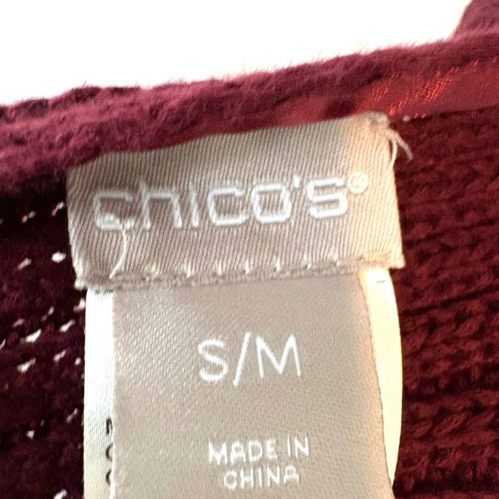 Chico's‎ Women's Burgundy Ribbed kimono Cardigan in Size S/M - Picture 7 of 8